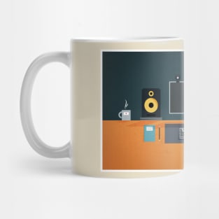 Computer desk with equipments for work Mug